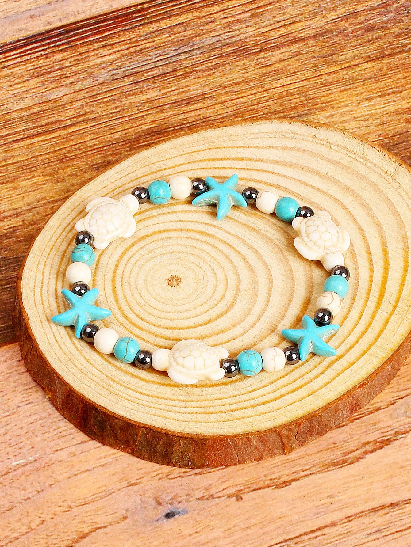 Genuine Natural Turquoise Bead Bracelets Turtle Charm Meaningful Energy for Protection Healing & Good Fortune Longevity Jewelry