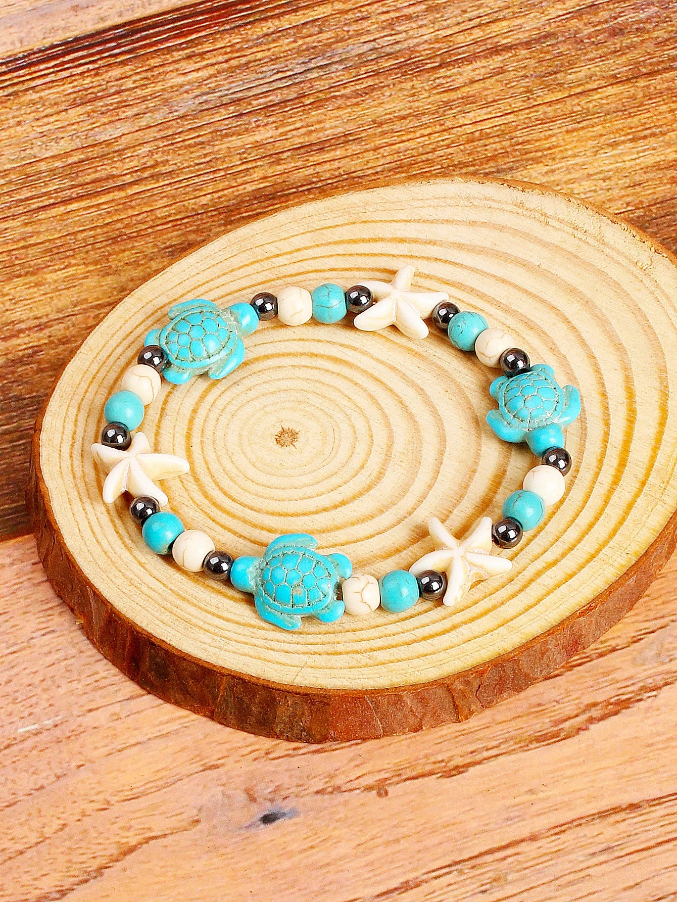 Genuine Natural Turquoise Bead Bracelets Turtle Charm Meaningful Energy for Protection Healing & Good Fortune Longevity Jewelry