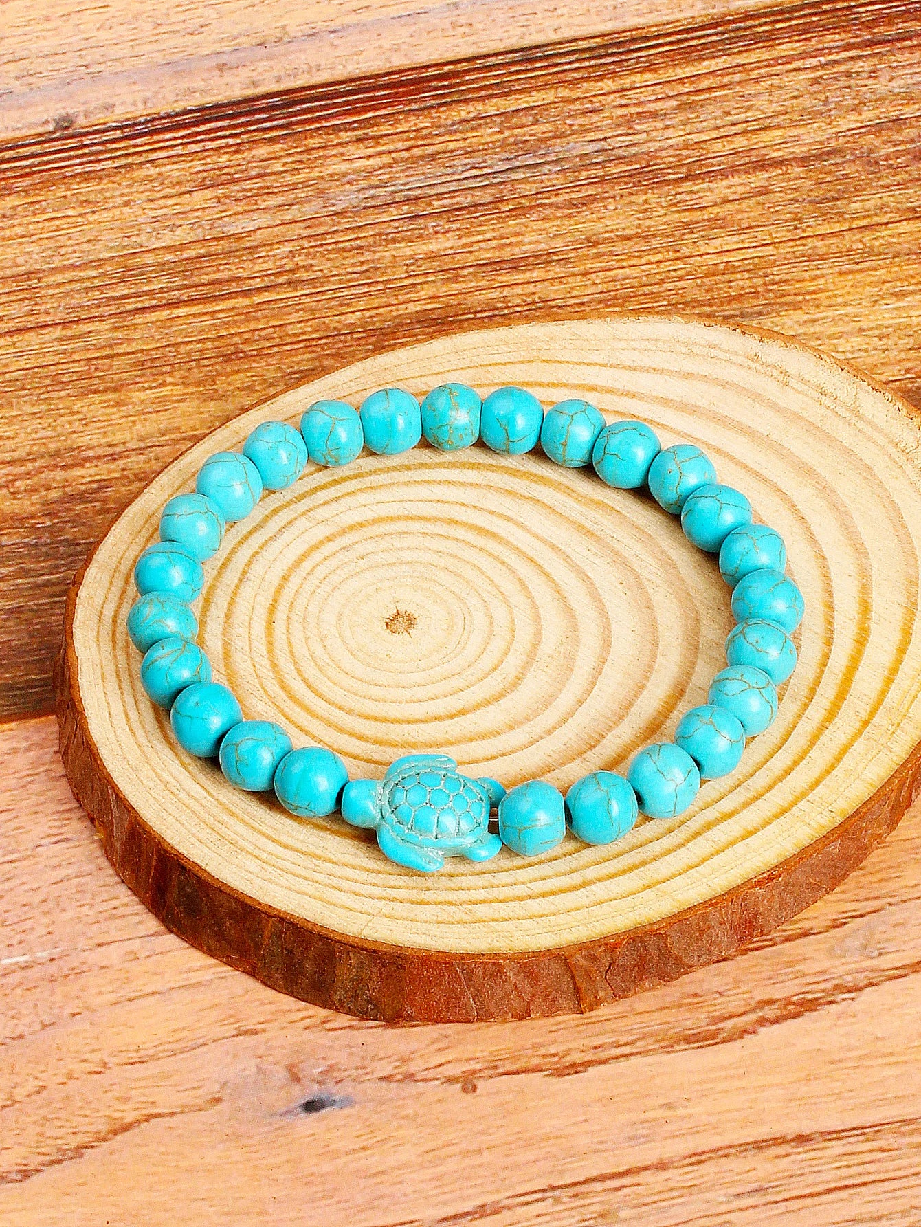 Genuine Natural Turquoise Bead Bracelets Turtle Charm Meaningful Energy for Protection Healing & Good Fortune Longevity Jewelry